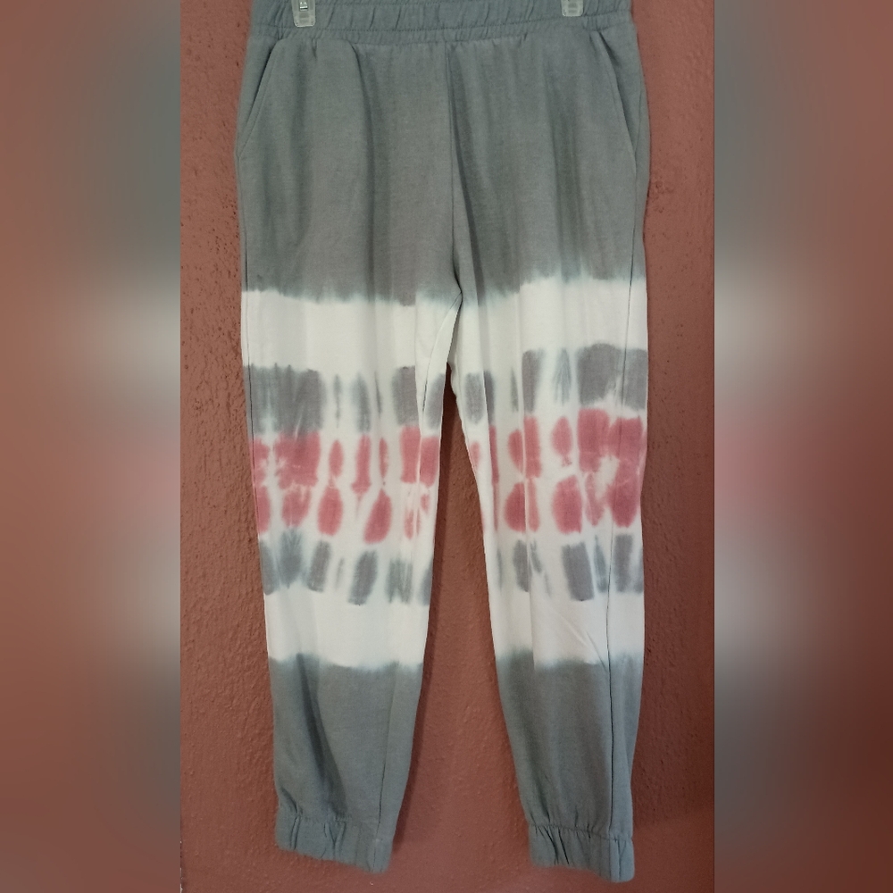 Women's Tie-Dye Joggers in Gray and Pink